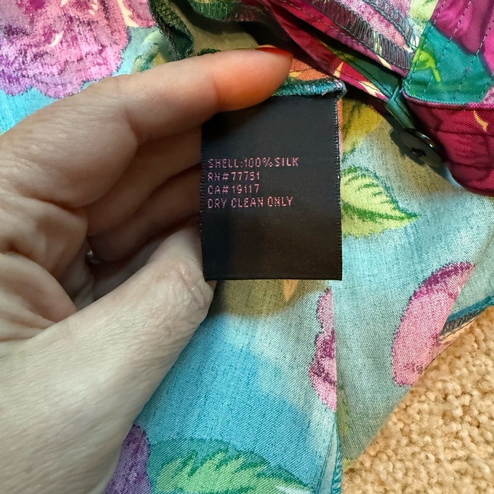 Betsey Johnson Runway Teal Silk Harem Pants with Magenta Floral Print - Picture 5 of 5